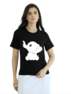 Womens Black Tshirt-Elephant