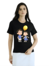 Womens Black Tshirt-Cute Boy Girl