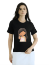 Womens Black Tshirt-Cute Girl