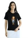 Womens Black Tshirts-Cute Girl