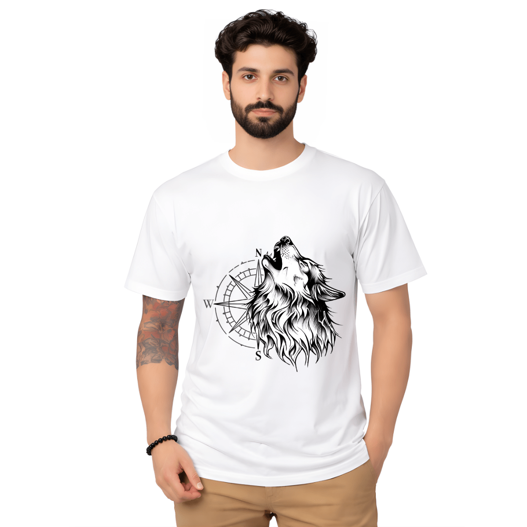 White Abstract Tribal Face T-Shirt