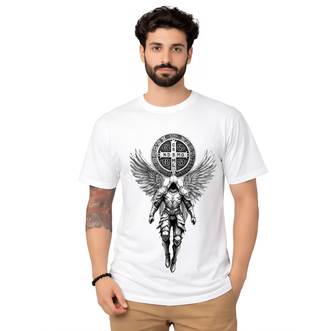 White Ornamental Tribal Shield T-Shirt