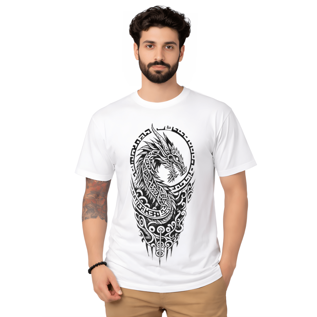 White Tribal Beast Head T-Shirt