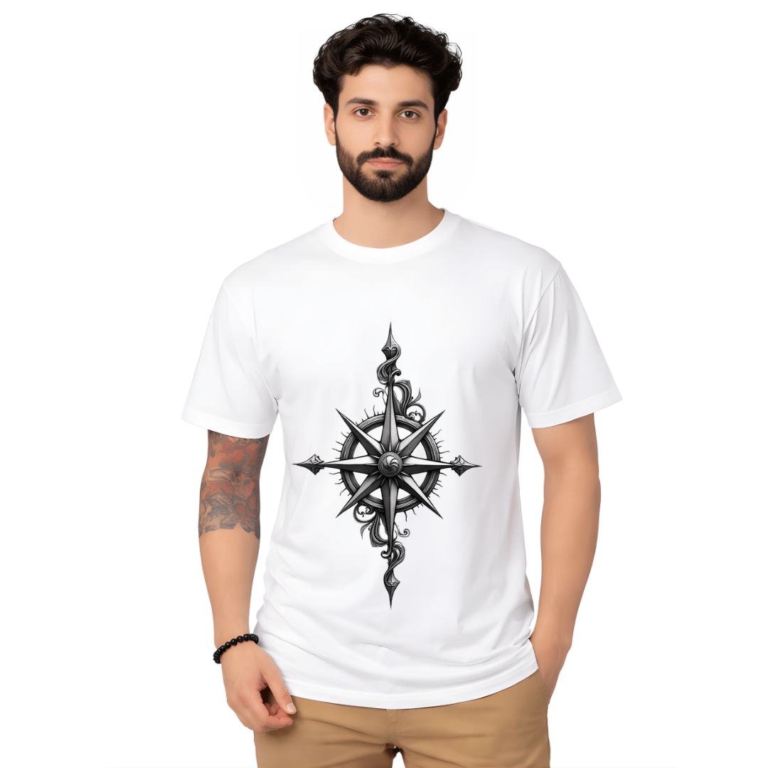 White Hero Shield Drip Print T-Shirt