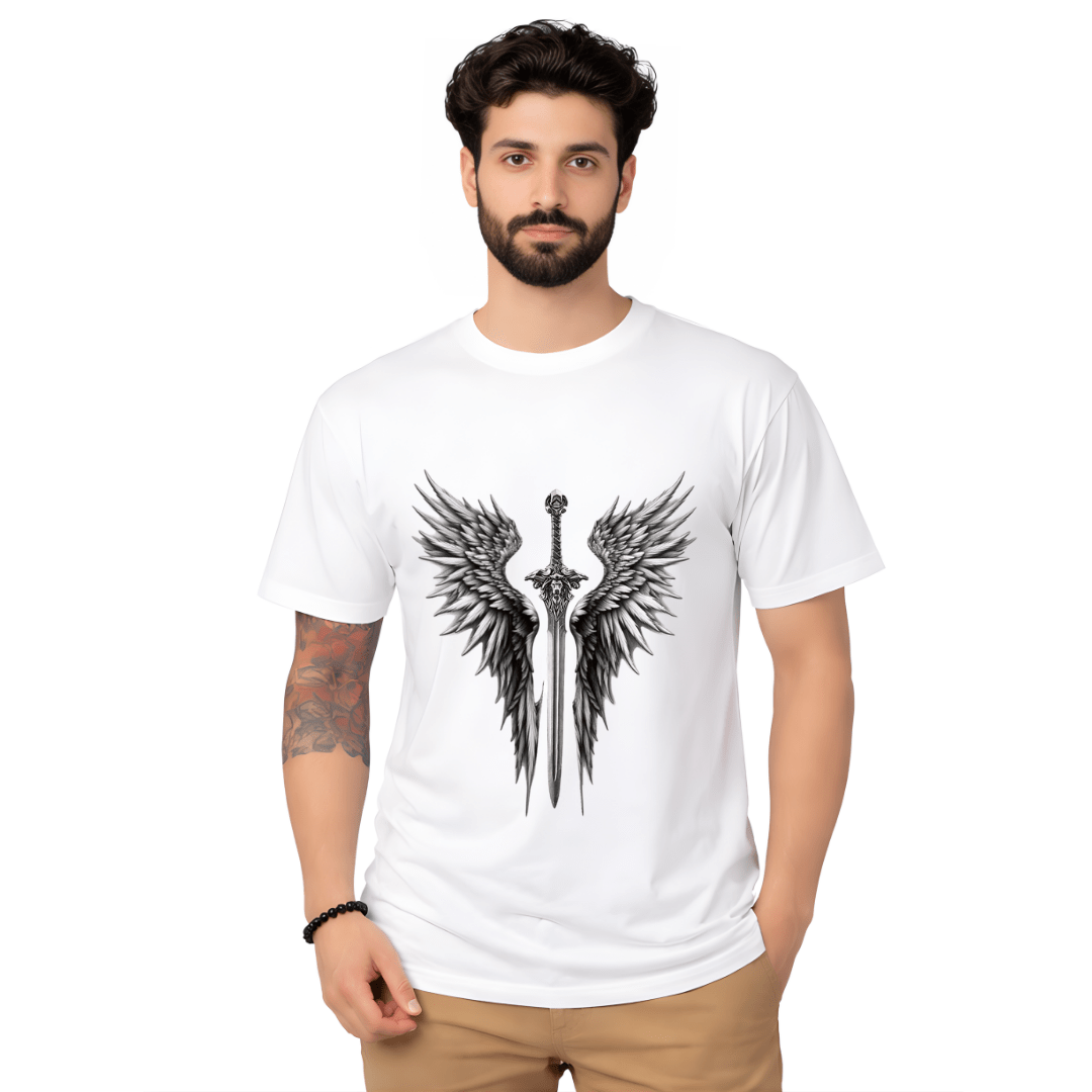 White Cyber Skull Graphic T-Shirt