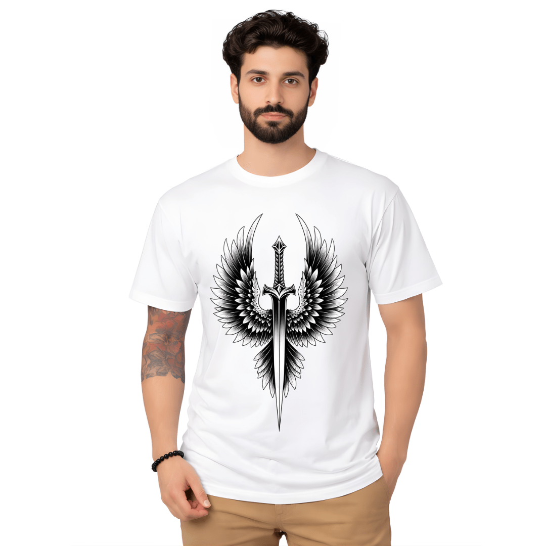 White Classic Motorcycle Print T-Shirt