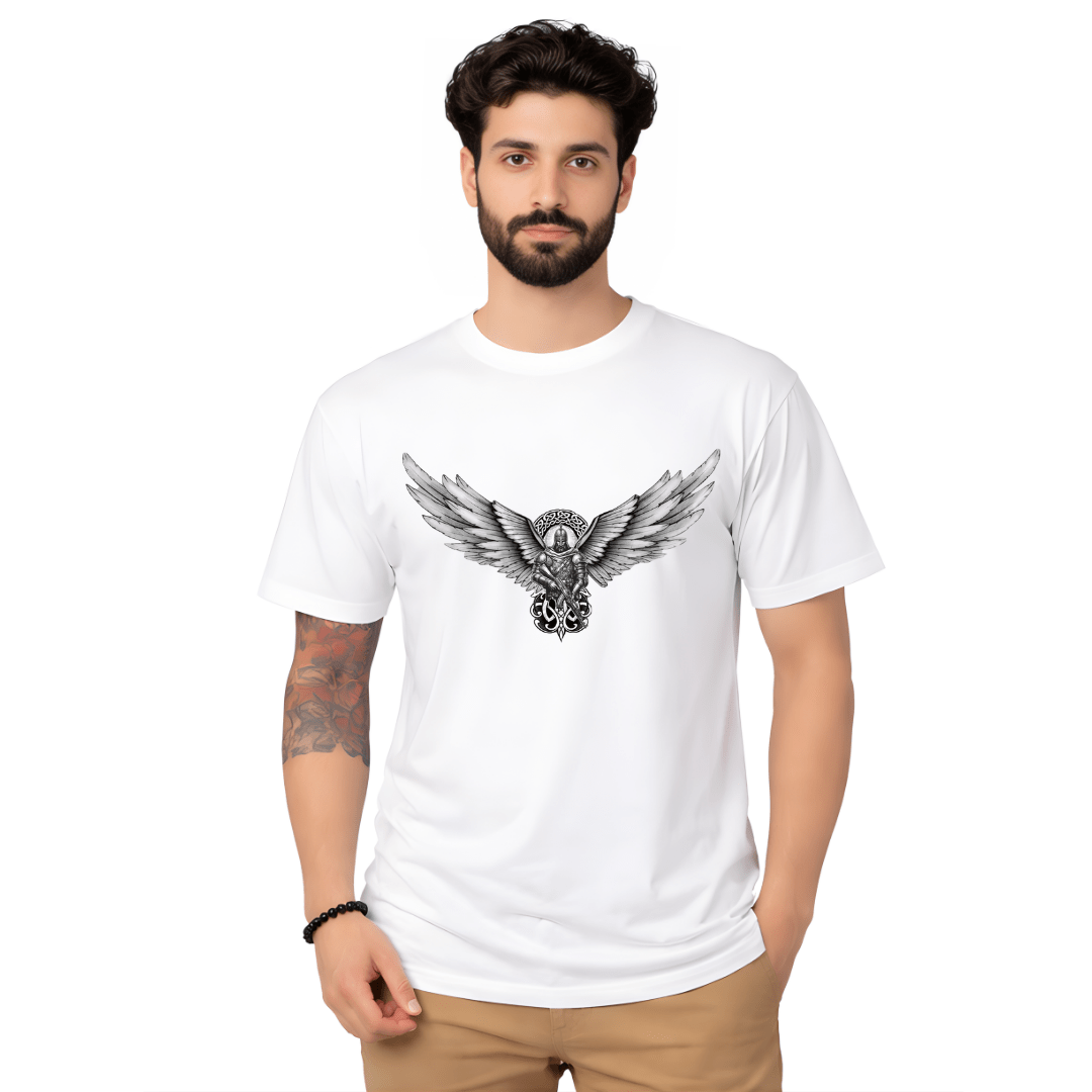 White Warrior Tribe Print T-Shirt