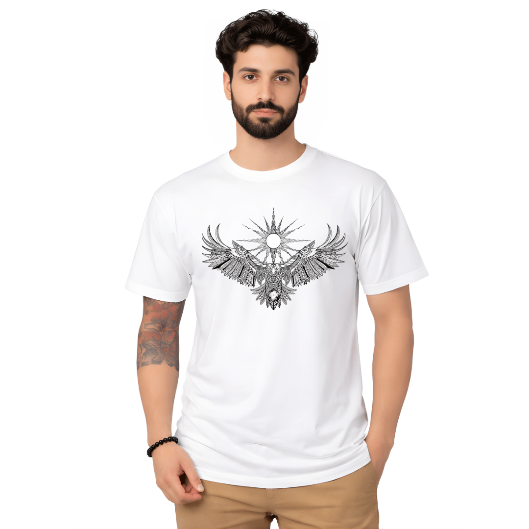White Sun Symbol Graphic T-Shirt