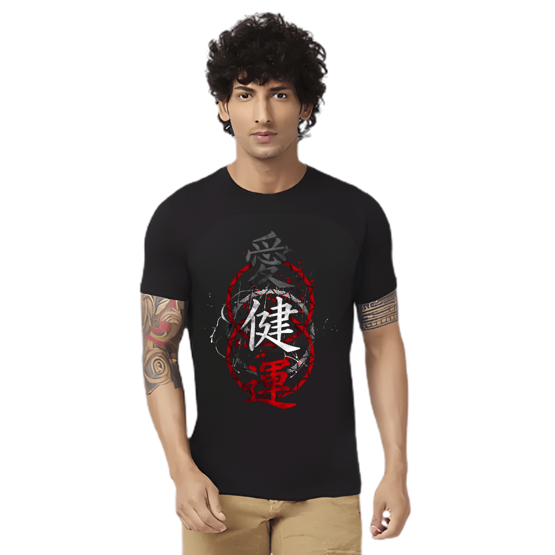 Haifa Imperial Men’s Black T-Shirt - Kanji Red Samurai